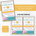 school pto pta ptc bake sale flyer poster sign set charity fundraiser